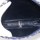 Christian Dior Trotter Canvas Shoulder Bag Navy Gold Auth 173463-17