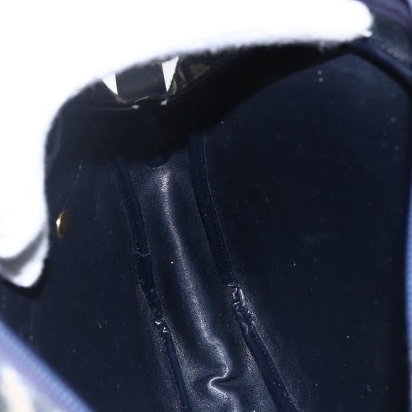 Christian Dior Trotter Canvas Shoulder Bag Navy Gold Auth 173463