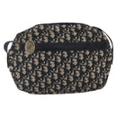 Christian Dior Trotter Canvas Shoulder Bag Navy Gold Auth 173463-2