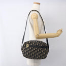 Christian Dior Trotter Canvas Shoulder Bag Navy Gold Auth 173463-20
