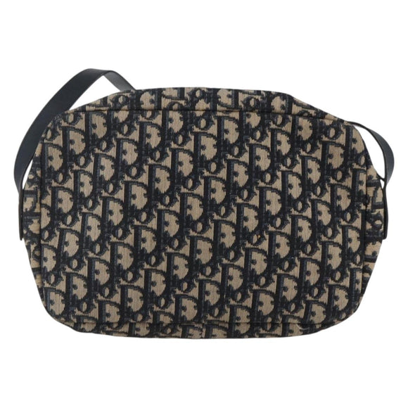 Christian Dior Trotter Canvas Shoulder Bag Navy Gold Auth 173463