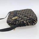 Christian Dior Trotter Canvas Shoulder Bag Navy Gold Auth 173463-4