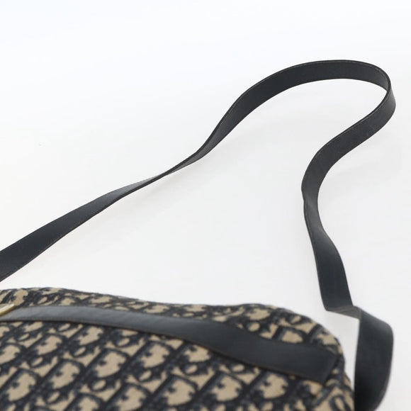 Christian Dior Trotter Canvas Shoulder Bag Navy Gold Auth 173463