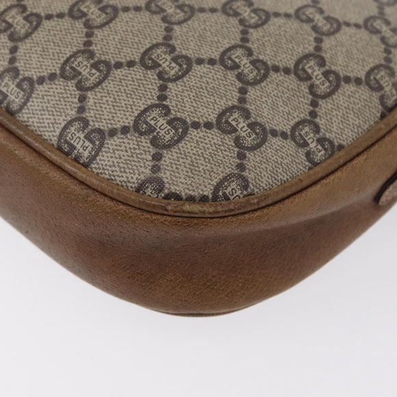 GUCCI GG Plus Supreme Shoulder Bag PVC Beige Gold Auth 173465