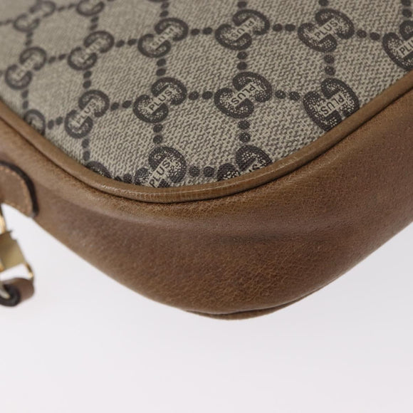 GUCCI GG Plus Supreme Shoulder Bag PVC Beige Gold Auth 173465