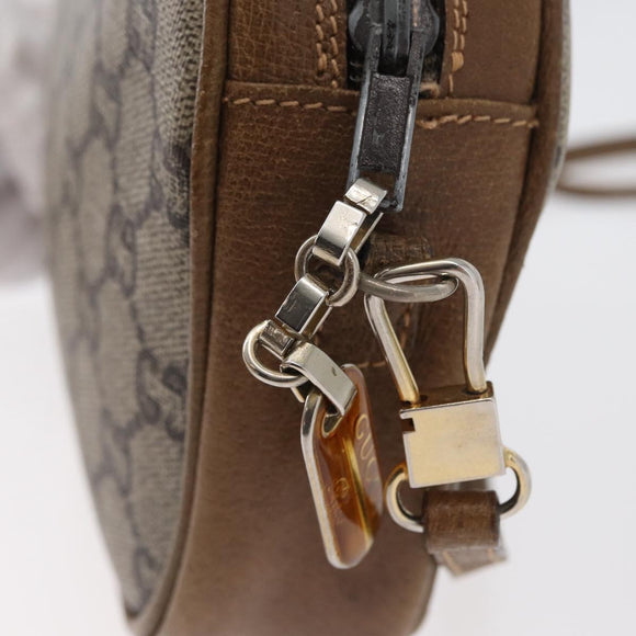 GUCCI GG Plus Supreme Shoulder Bag PVC Beige Gold Auth 173465