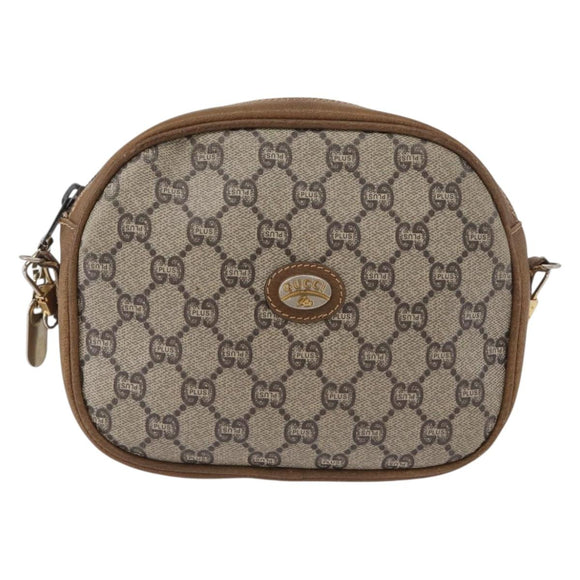 GUCCI GG Plus Supreme Shoulder Bag PVC Beige Gold Auth 173465