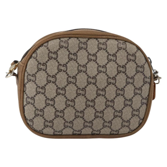 GUCCI GG Plus Supreme Shoulder Bag PVC Beige Gold Auth 173465