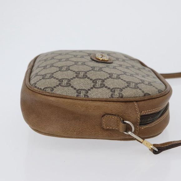 GUCCI GG Plus Supreme Shoulder Bag PVC Beige Gold Auth 173465