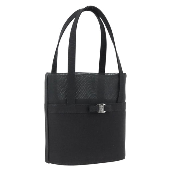 Salvatore Ferragamo Mesh Hand Bag Black Auth 173466