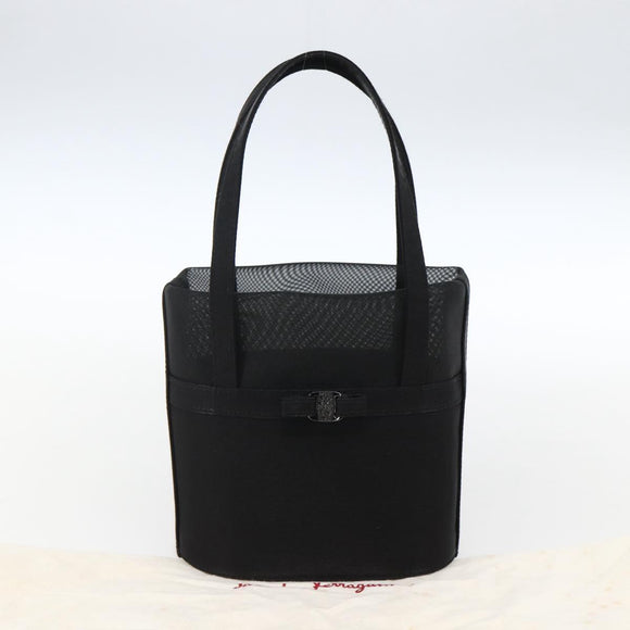 Salvatore Ferragamo Mesh Hand Bag Black Auth 173466