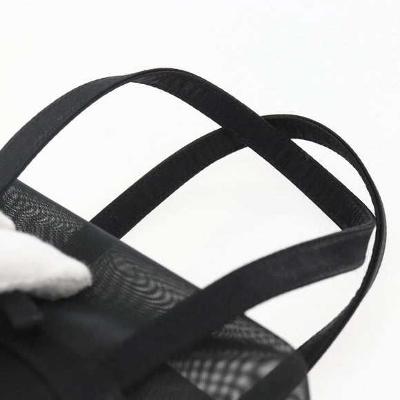 Salvatore Ferragamo Mesh Hand Bag Black Auth 173466