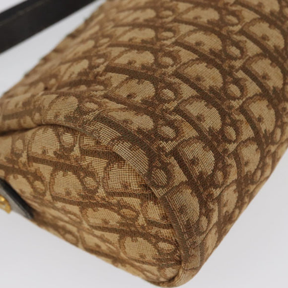 Christian Dior Trotter Canvas Shoulder Bag Brown Gold Auth 173467