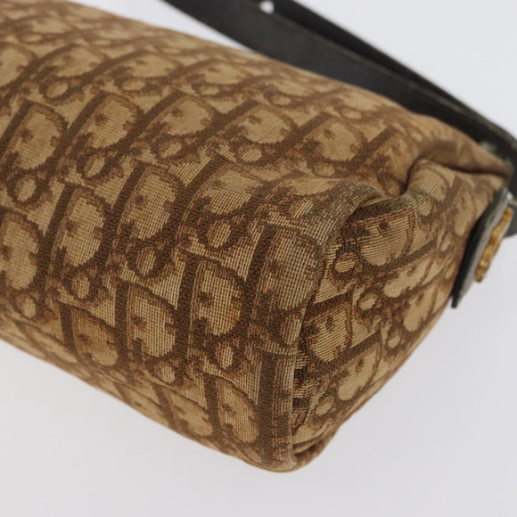Christian Dior Trotter Canvas Shoulder Bag Brown Gold Auth 173467