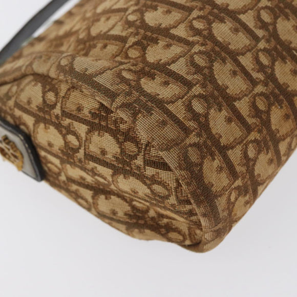 Christian Dior Trotter Canvas Shoulder Bag Brown Gold Auth 173467