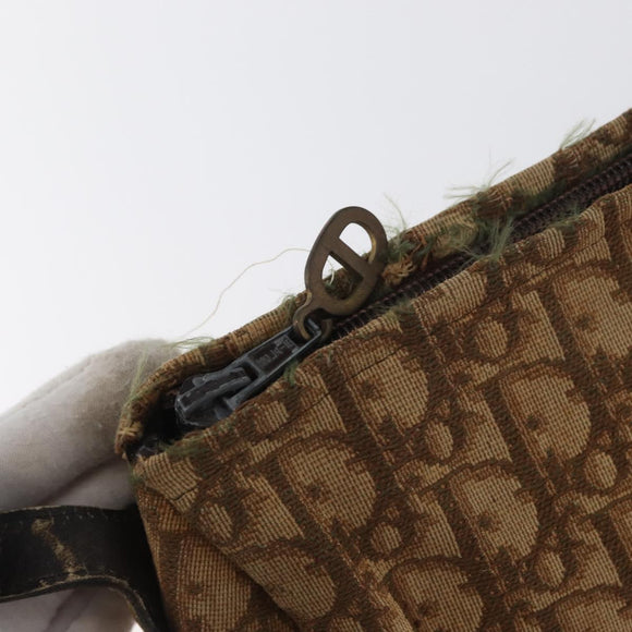 Christian Dior Trotter Canvas Shoulder Bag Brown Gold Auth 173467