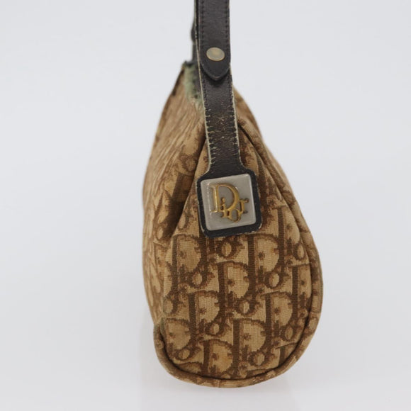 Christian Dior Trotter Canvas Shoulder Bag Brown Gold Auth 173467