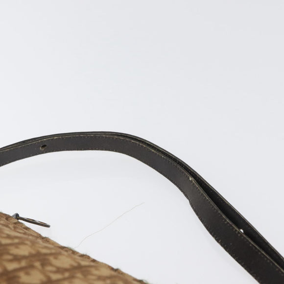Christian Dior Trotter Canvas Shoulder Bag Brown Gold Auth 173467