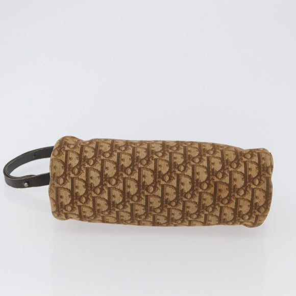 Christian Dior Trotter Canvas Shoulder Bag Brown Gold Auth 173467