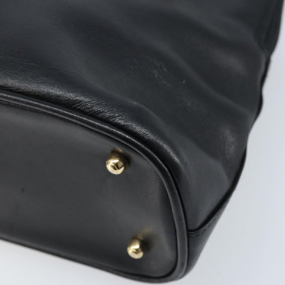 GUCCI Bamboo Hand Bag Leather 2way Black Gold 000 2122 0290 Auth 173468