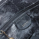 GUCCI Bamboo Hand Bag Leather 2way Black Gold 000 2122 0290 Auth 173468-10