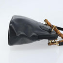 GUCCI Bamboo Hand Bag Leather 2way Black Gold 000 2122 0290 Auth 173468-3