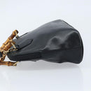 GUCCI Bamboo Hand Bag Leather 2way Black Gold 000 2122 0290 Auth 173468-4