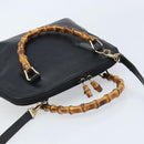GUCCI Bamboo Hand Bag Leather 2way Black Gold 000 2122 0290 Auth 173468-6