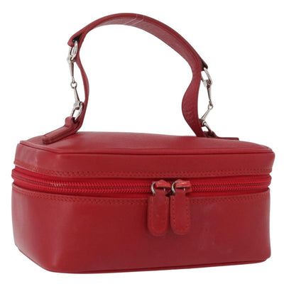 GUCCI Vanity Hand Bag Leather Red Gold 032 1956 0141 Auth 173470