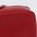 GUCCI Vanity Hand Bag Leather Red Gold 032 1956 0141 Auth 173470-6