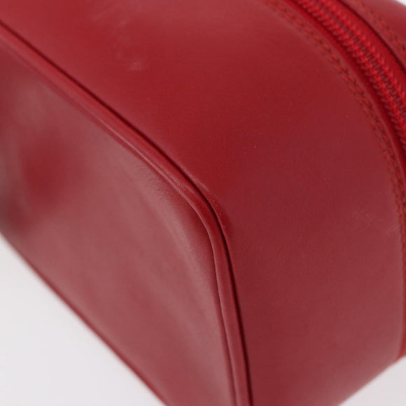 GUCCI Vanity Hand Bag Leather Red Gold 032 1956 0141 Auth 173470