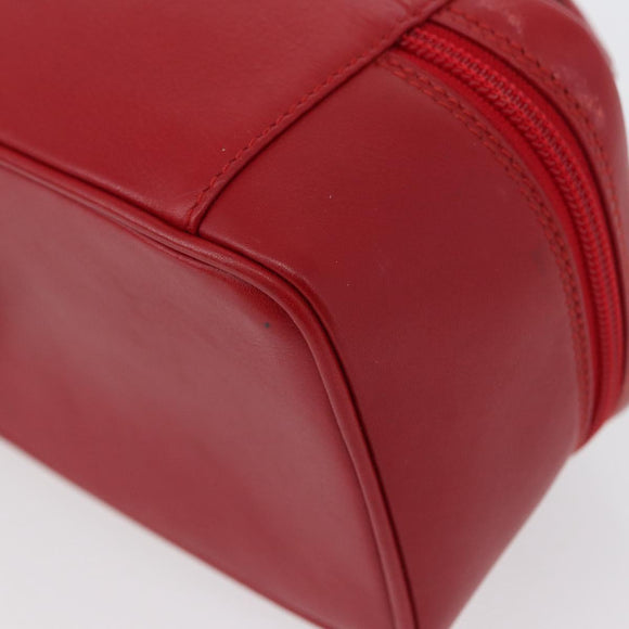 GUCCI Vanity Hand Bag Leather Red Gold 032 1956 0141 Auth 173470