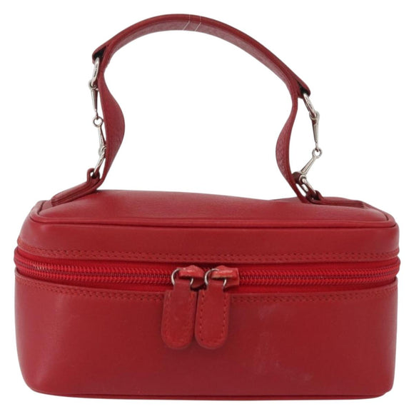 GUCCI Vanity Hand Bag Leather Red Gold 032 1956 0141 Auth 173470