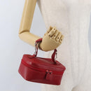 GUCCI Vanity Hand Bag Leather Red Gold 032 1956 0141 Auth 173470-21