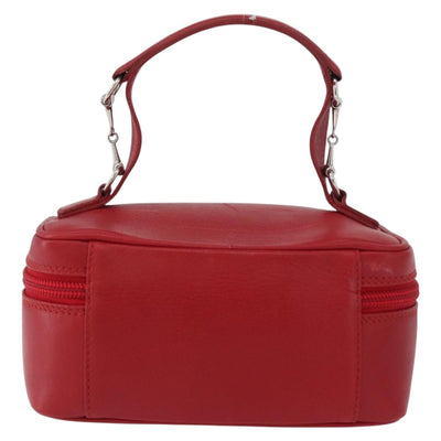 GUCCI Vanity Hand Bag Leather Red Gold 032 1956 0141 Auth 173470 - 0