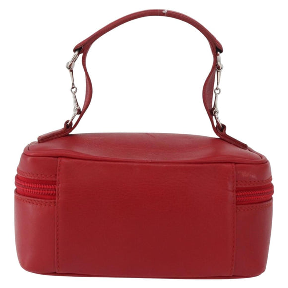 GUCCI Vanity Hand Bag Leather Red Gold 032 1956 0141 Auth 173470