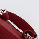 GUCCI Vanity Hand Bag Leather Red Gold 032 1956 0141 Auth 173470-9