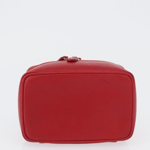 GUCCI Vanity Hand Bag Leather Red Gold 032 1956 0141 Auth 173470