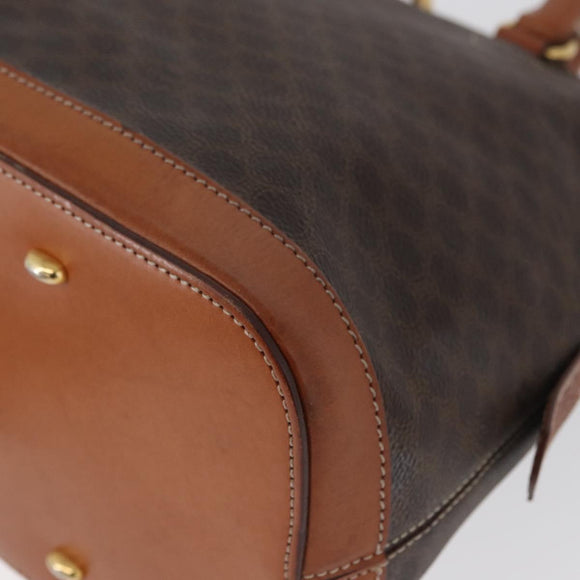 CELINE Macadam Canvas Hand Bag PVC Leather Brown Gold Auth 173472