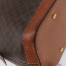 CELINE Macadam Canvas Hand Bag PVC Leather Brown Gold Auth 173472-15