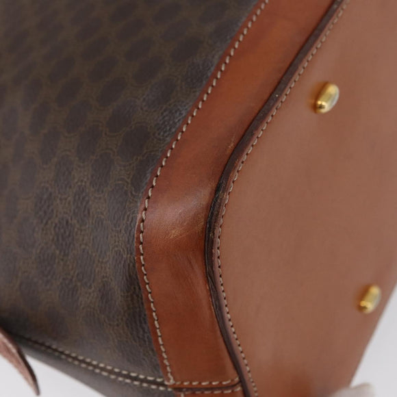 CELINE Macadam Canvas Hand Bag PVC Leather Brown Gold Auth 173472