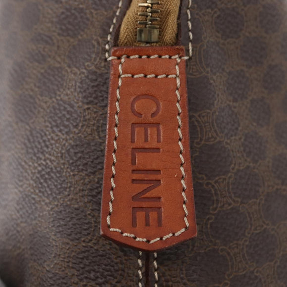 CELINE Macadam Canvas Hand Bag PVC Leather Brown Gold Auth 173472