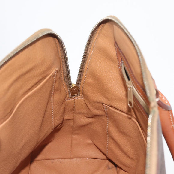 CELINE Macadam Canvas Hand Bag PVC Leather Brown Gold Auth 173472