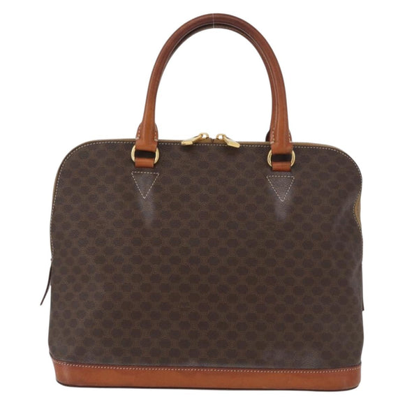 CELINE Macadam Canvas Hand Bag PVC Leather Brown Gold Auth 173472