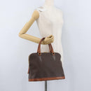 CELINE Macadam Canvas Hand Bag PVC Leather Brown Gold Auth 173472-23