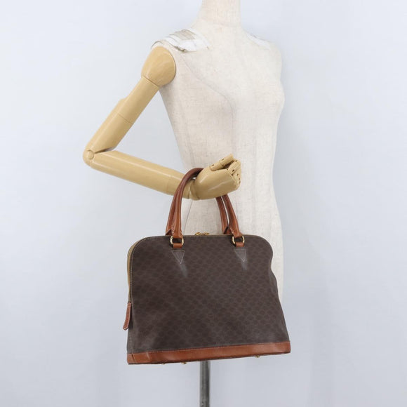 CELINE Macadam Canvas Hand Bag PVC Leather Brown Gold Auth 173472