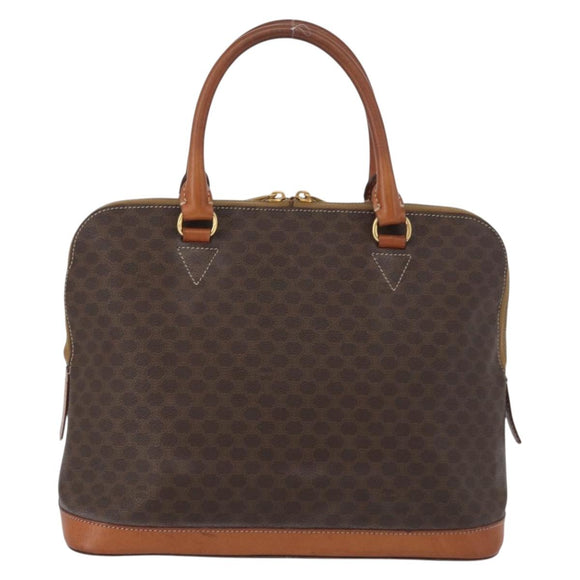 CELINE Macadam Canvas Hand Bag PVC Leather Brown Gold Auth 173472