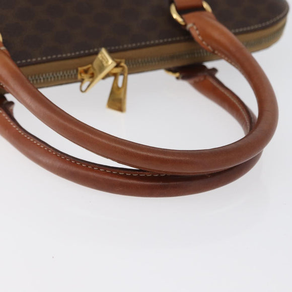 CELINE Macadam Canvas Hand Bag PVC Leather Brown Gold Auth 173472
