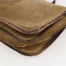 LOEWE anagram Shoulder Bag Suede Brown Gold Auth 173473-9