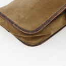 LOEWE anagram Shoulder Bag Suede Brown Gold Auth 173473-14